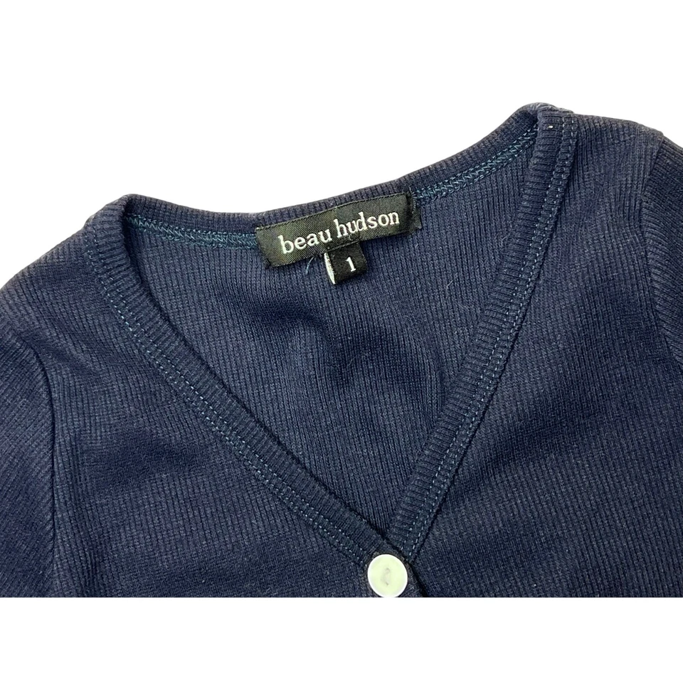Beau Hudson Toddler Button Up Blue Ribbed Knit Cardigan Sz 1 US 2T Toddler - Image 3 of 4