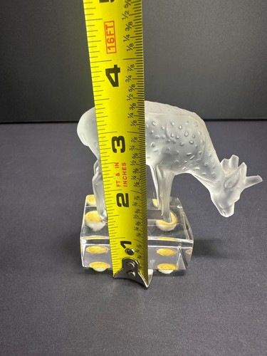 Figurine vintage cerf tacheté cristal givré Lalique France DAIM cristal signée 3,5" - Photo 5/7