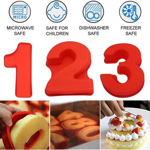 Silicone NUMBER Pans 0 - 9 LARGE Cake Pan 10" Cake Molds for Baking 3D Birthday - Picture 3 of 8