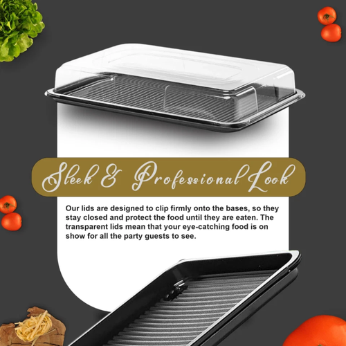 Schwarze Sandwichplatten + Deckel umweltfreundlich & wiederverwendbar Kuchen Buffet Party Display - Bild 6 von 15