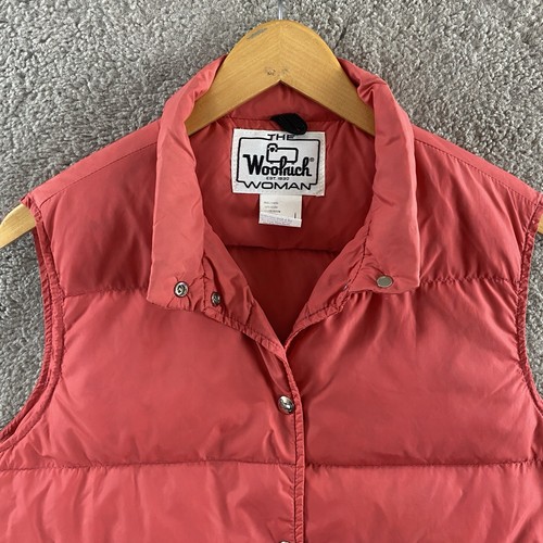 Woolrich Vintage Puffer Down Vest Women’s Large Salmon Full Zip Jacket - Picture 5 of 9