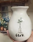 Rae Dunn ‘GROW’ Inspirational Quote Flower Bud Vase Intentionally Dimpled Wavy
