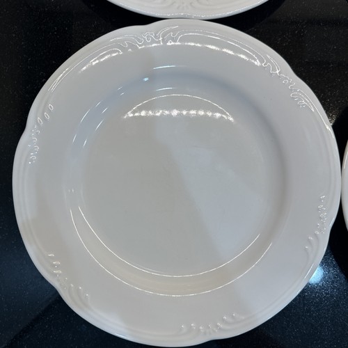 "Juego de 4 platos de cena blancos de filigrana Pfaltzgraff 10-3/8"" con pergamino y puntos festoneados" - Imagen 7 de 15