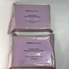 Sensitive Skin Make Up Remover Wipes Soothing 25 Cc 2 Pks Global Beauty Care NIP