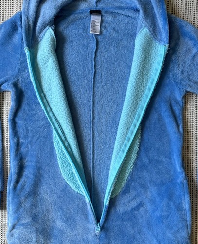 Disney Stitch Youth Size M(8-10) Blue One Piece Sleepwear Pull On Zip Up Hooded - Picture 10 of 22