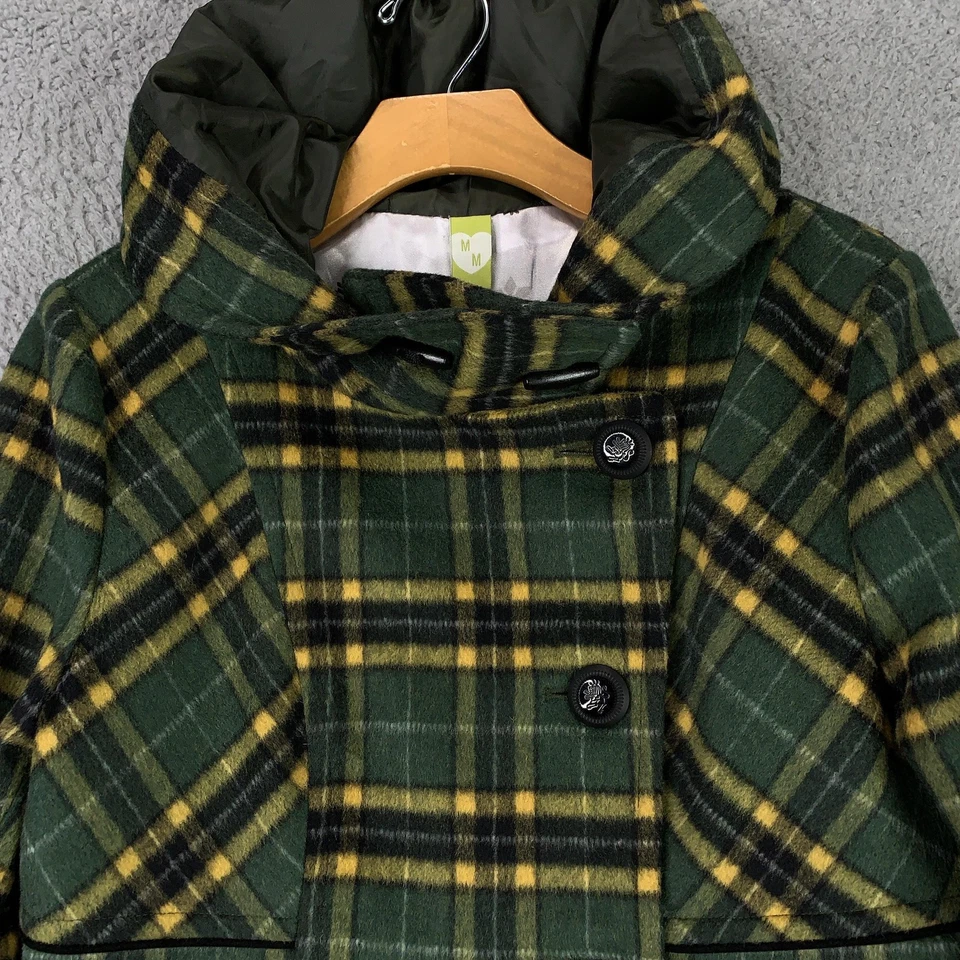 Abrigo para mujer Soia & Kyo M verde amarillo a cuadros con capucha mezcla de lana chaqueta chaquetón Foto 2 de 4