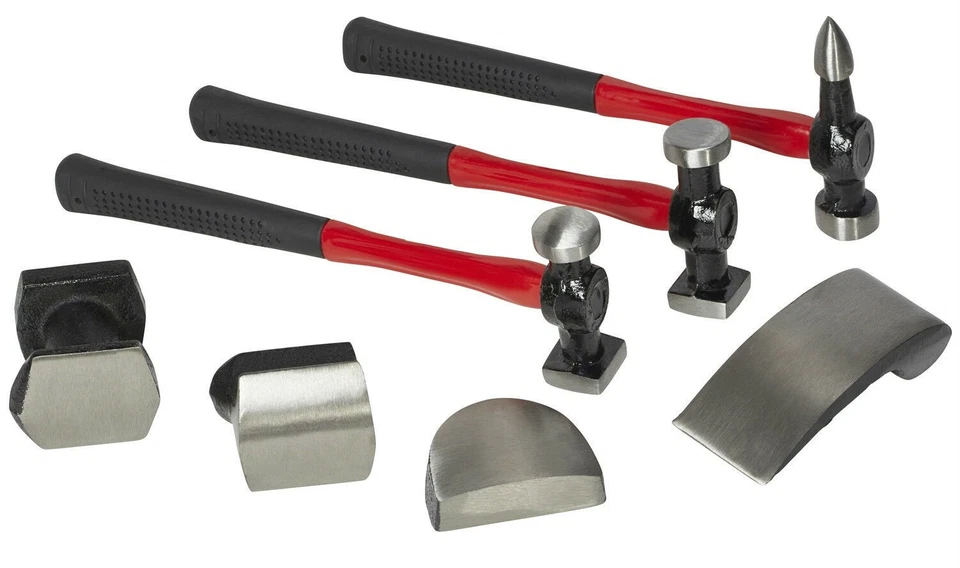 PANEL DE REPARACIÓN DE LA CARROCERÍA DE ELIMINACIÓN DE ABOLLADURAS DE 7 PIEZAS QUE GOLPEA EL KIT DE HERRAMIENTAS DE MARTILLOS DE FIBRA DE VIDRIO Foto 2 de 4