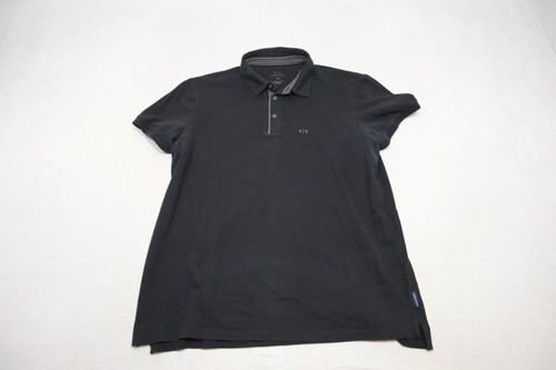 Armani Exchange AX Designer Polo Shirt Slim Fit Black Short Sleeve Mens 2XL XXL - Picture 5 of 14