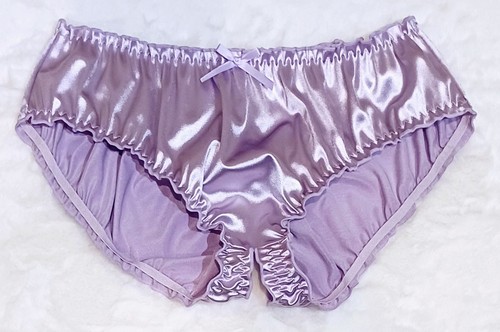 Luxury Crotchless Open Bum Stretchy Satin Panties Knickers Sissy CD TV S 8-10 - Picture 4 of 8