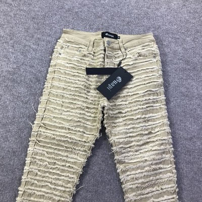 GUAPI フレア size30 Guapi Jeans Mens 30 Beige Frayed Distressed Corduroy Flare