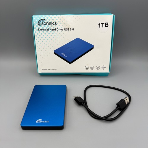 Sonnics 1TB External Hard Drive USB 3.0 Blue