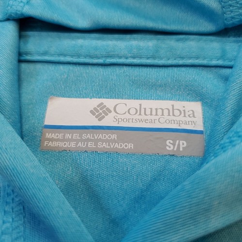 Columbia Mens Small PFG Terminal Tackle Heather Cyan Blue L/S Hoodie Fishing - Picture 4 of 9