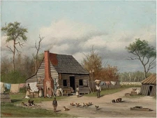 Art Giclee Printed Oil Painting William Aiken Walker: Cabin Scene Home Canvas ﻿