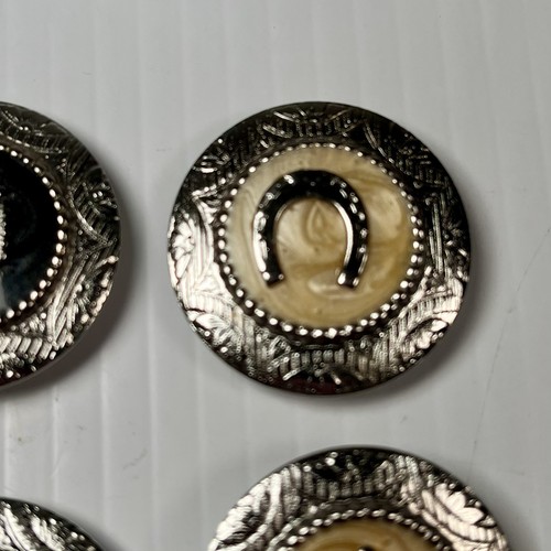 Lot of 8 Southwest Cowboy Rodeo Style Button Covers Silver Tone Jewelry - Picture 4 of 9