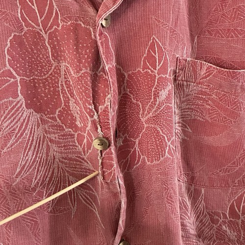 Tommy Bahama Hemd Erwachsene XL verwaschen rot Hibiskus tropisch Knopfleiste Camp Herren Fehler - Bild 6 von 14