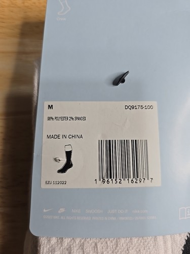 Nike Nocta Drake Crew Socks White / Black Size Men 6-8 Wmn 6-10 - Picture 5 of 5