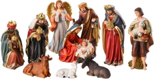 11Pc Christmas Nativity Scene Decoration Resin Holy Family Baby Jesus Indoor Set