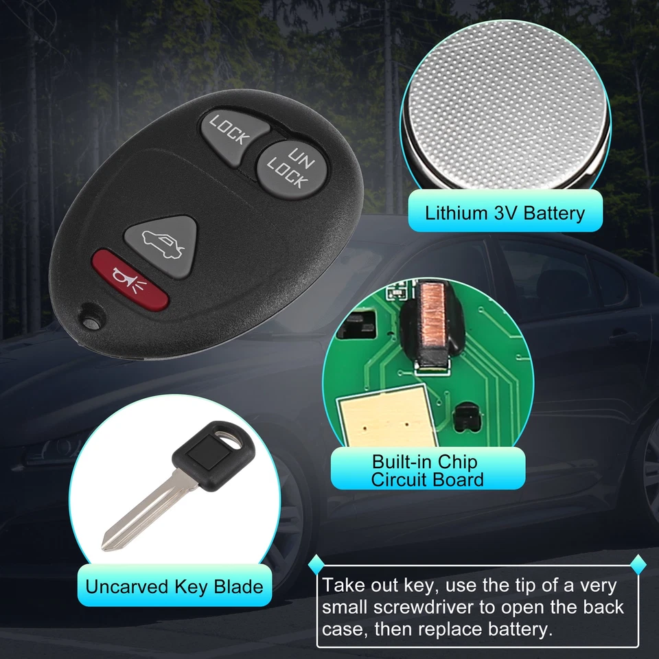 Pieza de 2 Llavero remoto de entrada apto para Buick Century Sedán Limited 2001-2005 Foto 4 de 4