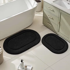 Bathroom Rugs Set, 2-Piece Microfiber Mats, Soft  Absorbent, Machine Washable
