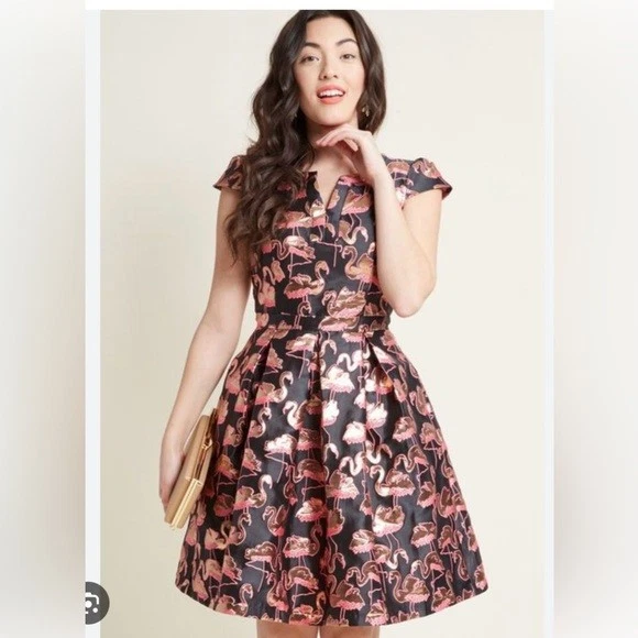 green emerald velvet dress Black Bow Affair Fit And Flare Dress (Final Sale) – ModCloth main image 1