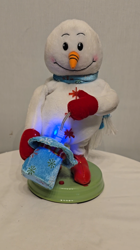 Gemmy animierter singender tanzender Schneemann Mr White Weihnachten Schneeflocken leuchten - Video 1 von 1