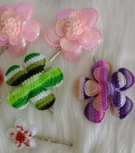 Lote de 6 pinzas para el cabello de flores surtidas hechas a mano accesorios para niñas coloridas - Imagen 5 de 5