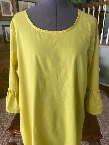 Bryn Walker Damen Tunika Kleid Glockenärmel goldgrün Hi Lo Saum Größe M - Bild 2 von 6