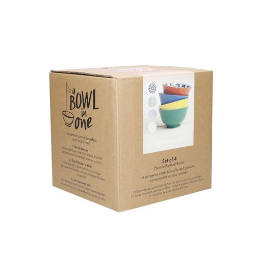 KitchenCraft 4 Piece Ceramic Cereal/Soup Bowl 'World of Flavours' Designs - Picture 6 of 20