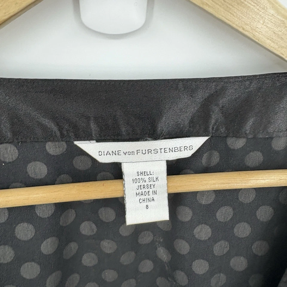Diane Von Furstenberg Silk Midi Wrap Dress Womens 8 Polka Dot Luxury Clsssic 90s - Image 2 of 4