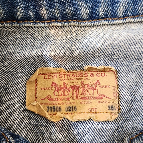 Vintage Levis Denim Trucker Jacket Mens 38L Long Type III USA Made 71506-0216 - Picture 3 of 10