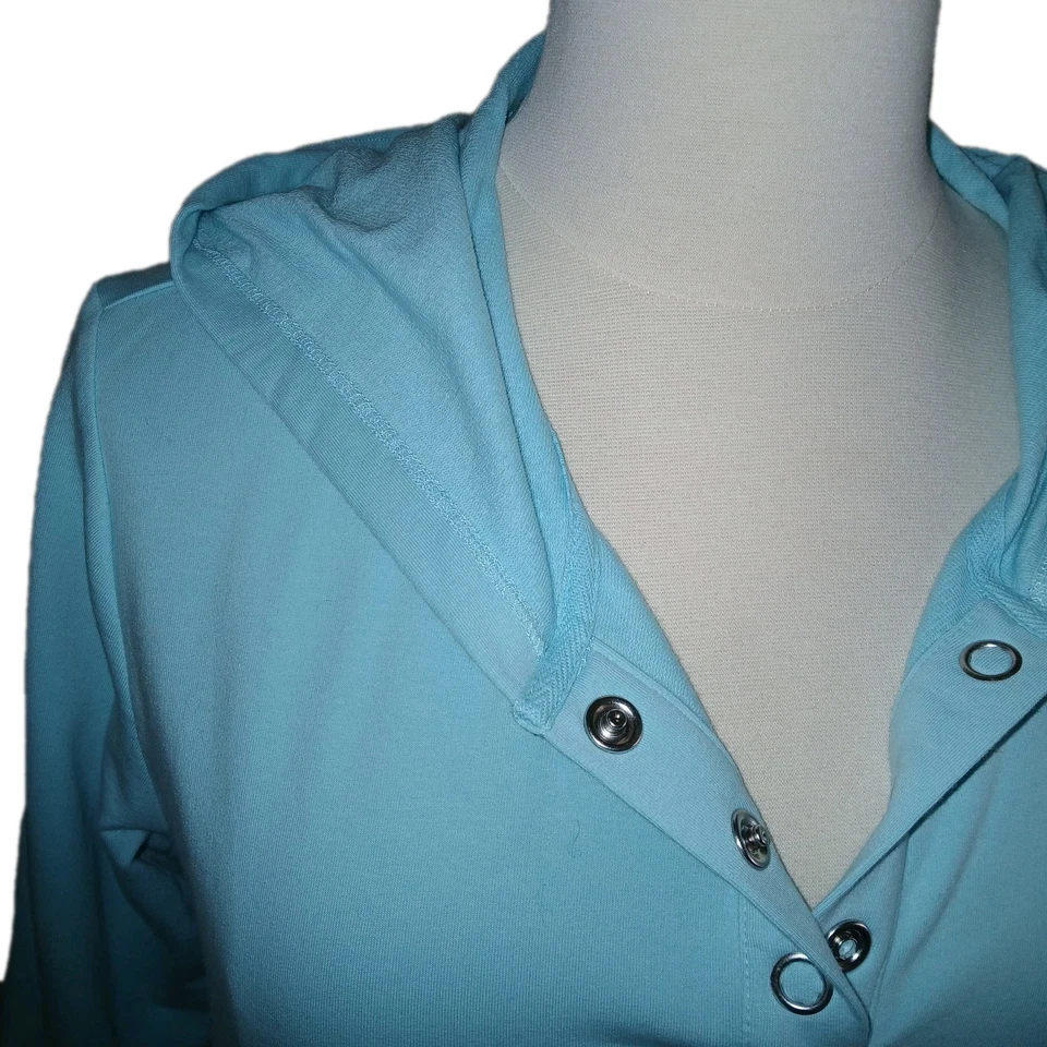 SPORT SAVVY Mujer XL Terry Francés Sudadera con Capucha Manga Larga Top Turquesa A645034 NUEVO Foto 4 de 4