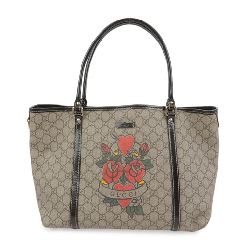 GUCCI GG Supreme Patent Leather Tote Bag Shoulder Bag 197953 Authentic Used F/S - Picture 1 of 20