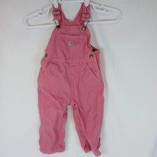 Carhartt Bib Overalls Dungarees Baby Girls Size 18M Pink Denim Canvas Snaps