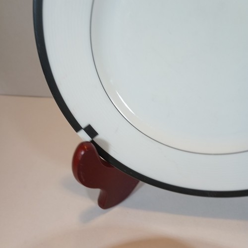 Mikasa Midnight 3 Salad Plates 7.5" White Black Art Deco - Picture 7 of 10