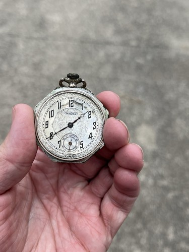 ANTIQUE WELSA ART DECO POCKET WATCH Gold Filled? Doesn’t Run But Complete - Picture 13 of 18
