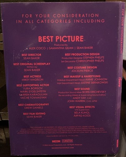 ANORA Screener SAG FYC DVD! Mikey Madison Paul Weissman (2024) - Picture 3 of 3