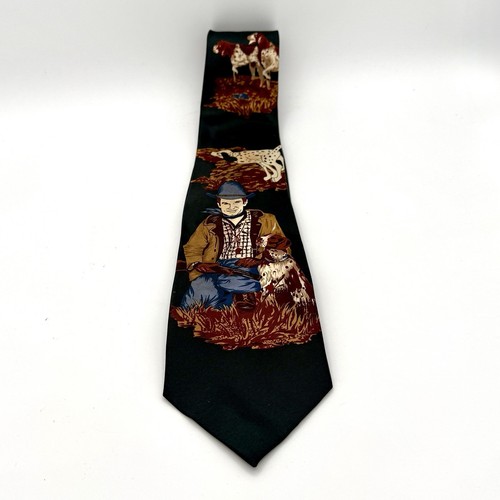 Fratello Hunting Men's Neck Tie Bird Dog Deer Hunter Silk Hand Made Americana - Picture 3 of 6