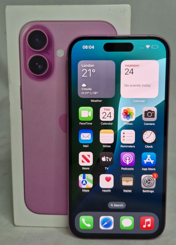 Apple iPhone 16 Phone 128GB - Pink - 100% Battery - 1 cycle count