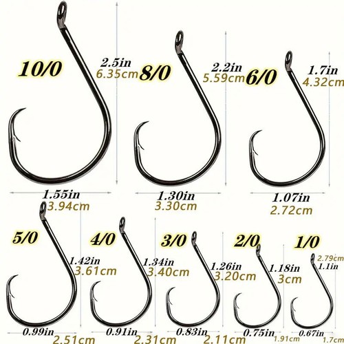 200pcs Strong Offset Circle Fishing Hooks Octopus Big Game Fish Hooks 1/0-10/0 - Picture 6 of 24