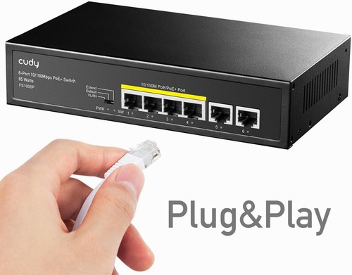Cudy Poe+ Switch 6 Ports 10/100Mbps 4 Poe/Poe+, Switch Alimentation Non Gérée - Photo 8/9