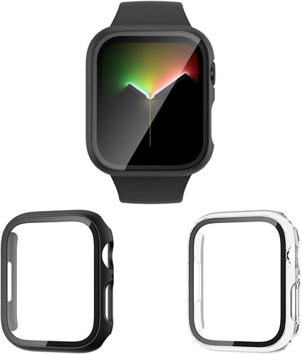 Waterproof Protective PC Face Cover Built-in Glass Film for Apple Watch 8 7 6 SE - Picture 2 of 15