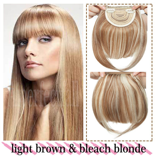 Real Thick Bangs Clip in Front Fringe 100% Natural Fake Hair Extensions Topper - Picture 32 of 41