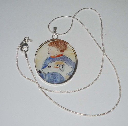 ¡CASI GRATIS! Collar colgante Altered Art Boy + perro galgo en la playa - Imagen 3 de 3