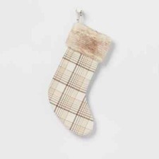 20" Plaid Christmas Holiday Stocking with Faux Fur Cuff - Wondershop