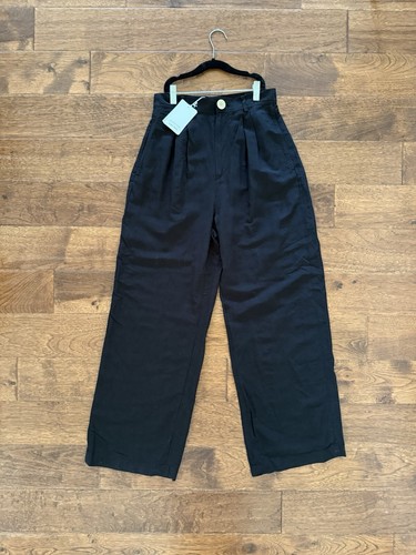 NWT & Other Stories Black High Waist Wide Leg Linen Blend Pants New 4 6