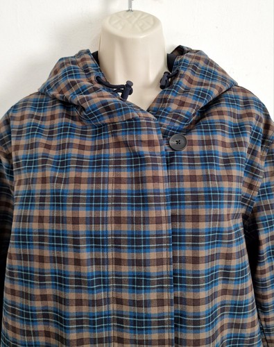 Seasalt Size 18 RRP £150 BNWT Blue/Brown Checked Hooded Waterproof Coat Pockets - Picture 8 of 22