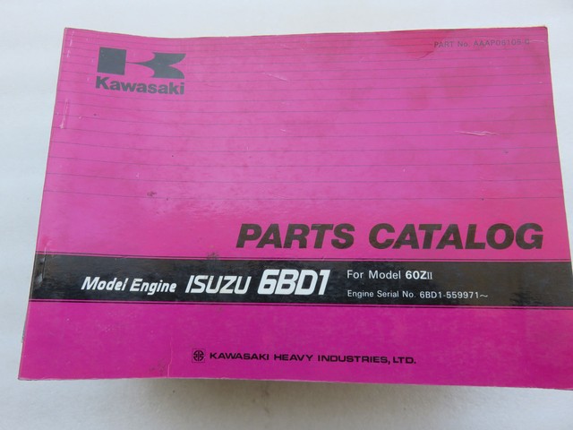 Kawasaki Isuzu 6BD1 Engine Parts Catalog List Book Manual OEM Factory
