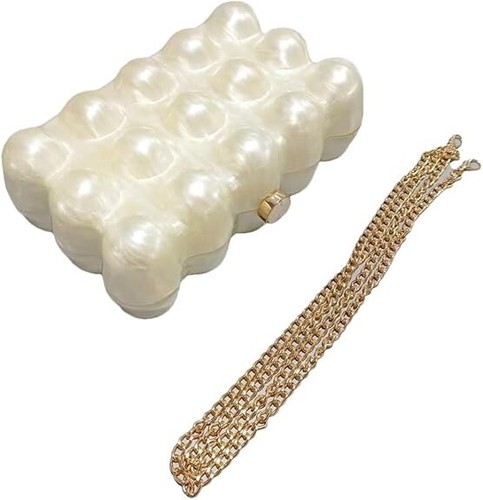 Bolso sin asas de mármol de acrílico de lujo monederos de noche para mujer bolso de mano brillante - Imagen 8 de 25