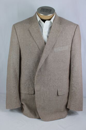 Stafford Sport Mantel Herren 48R Beige Leinen Baumwolle 2 Knöpfe Doppelschlitz Classic Fit