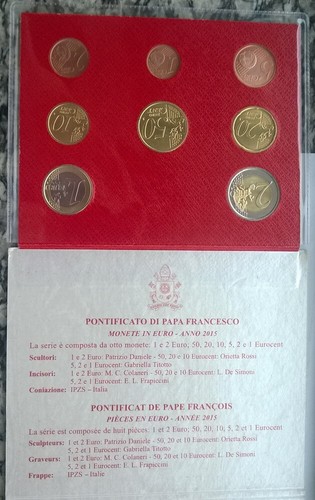 Vatican 2015 Official Euro Mint Set of 8 Coins,UNC - Picture 4 of 4
